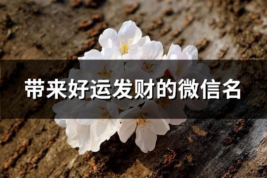 带来好运发财的微信名(710个) 带来好运发财的微信名(710个)