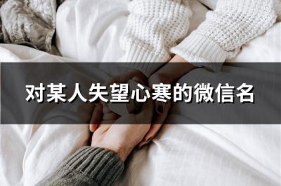 ​对某人失望心寒的微信名(精选106个)