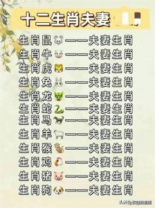 ​终于有人把“十二生肖夫妻配对表”整理清楚了，先收藏起来