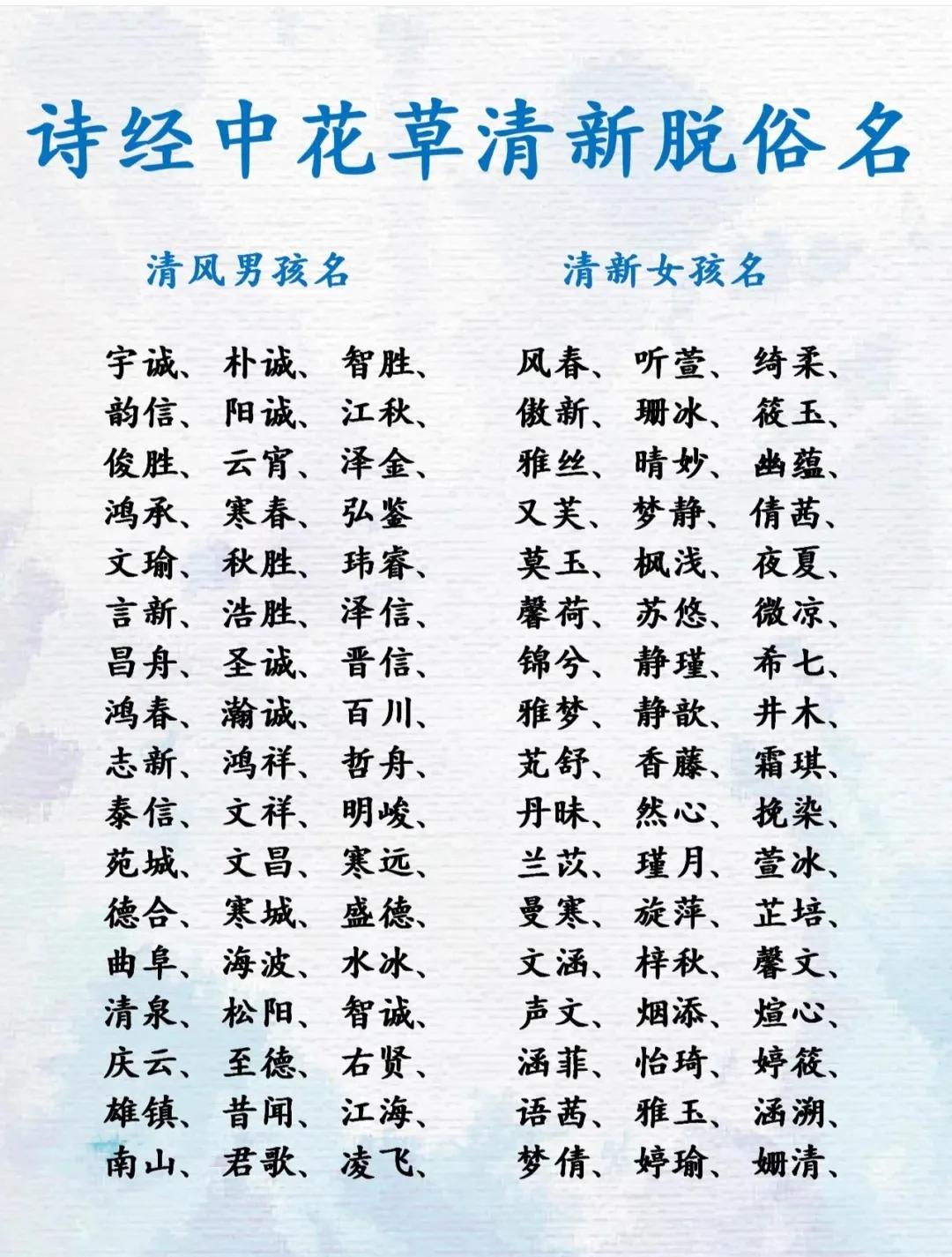 诗经里清新淡雅、才情出众女孩名字